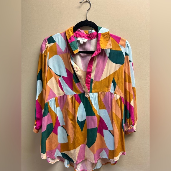 Umgee Multicolor Geometric Blouse - Picture 2 of 5